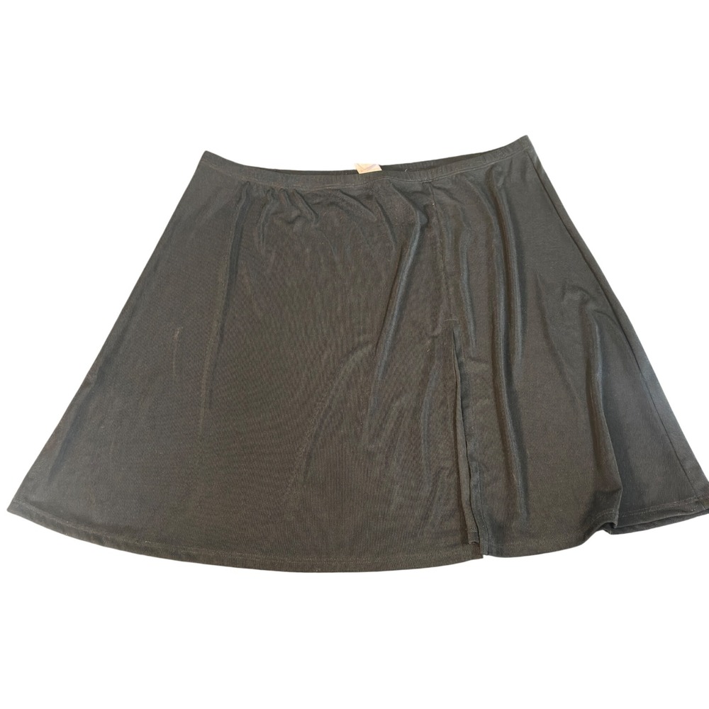 Serene Swim Cover Up Skirt‎ Black Sheer Mesh Slit Mini Beach Plus Size 1X